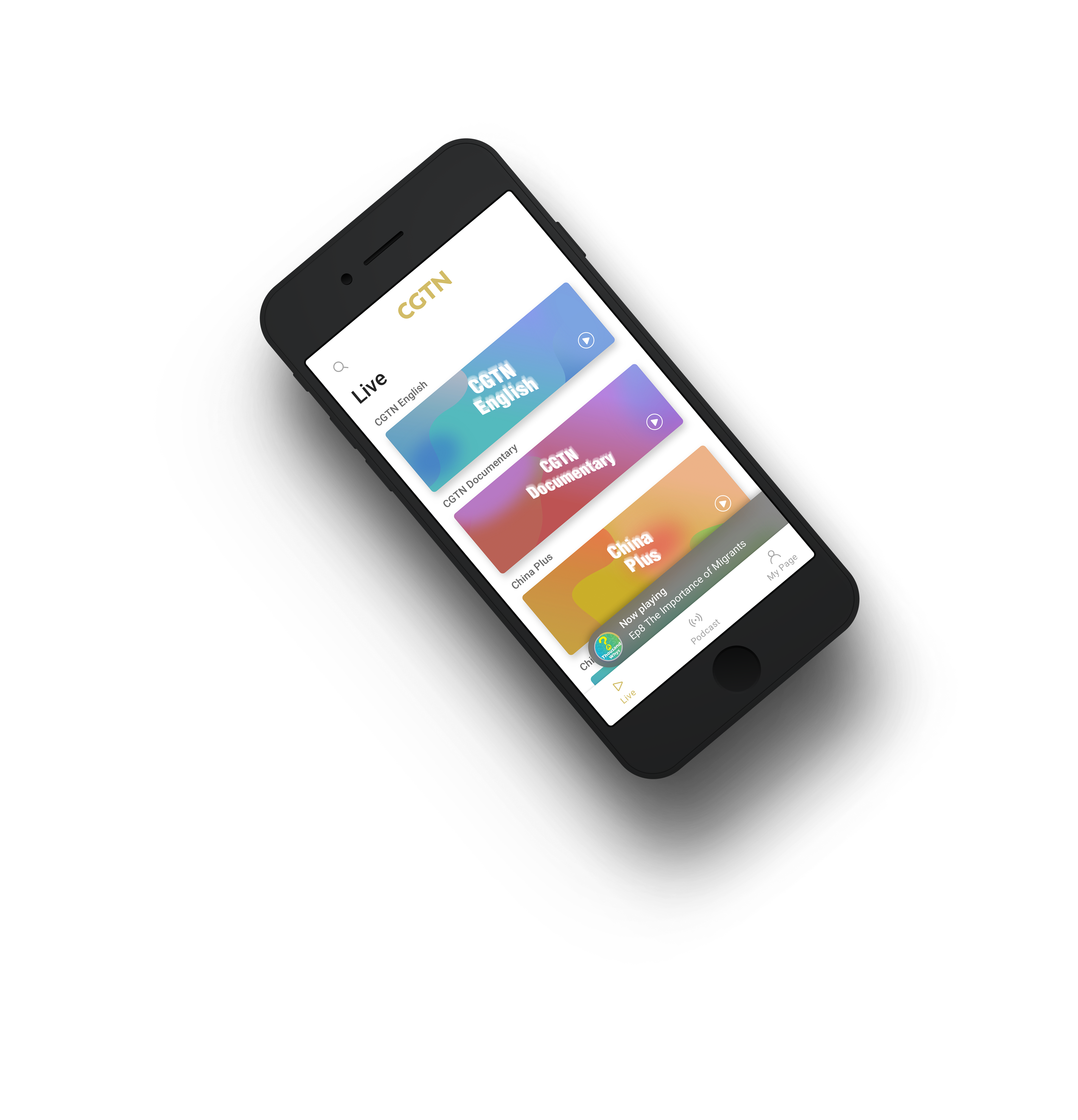 CGTN mobile interface mockup live