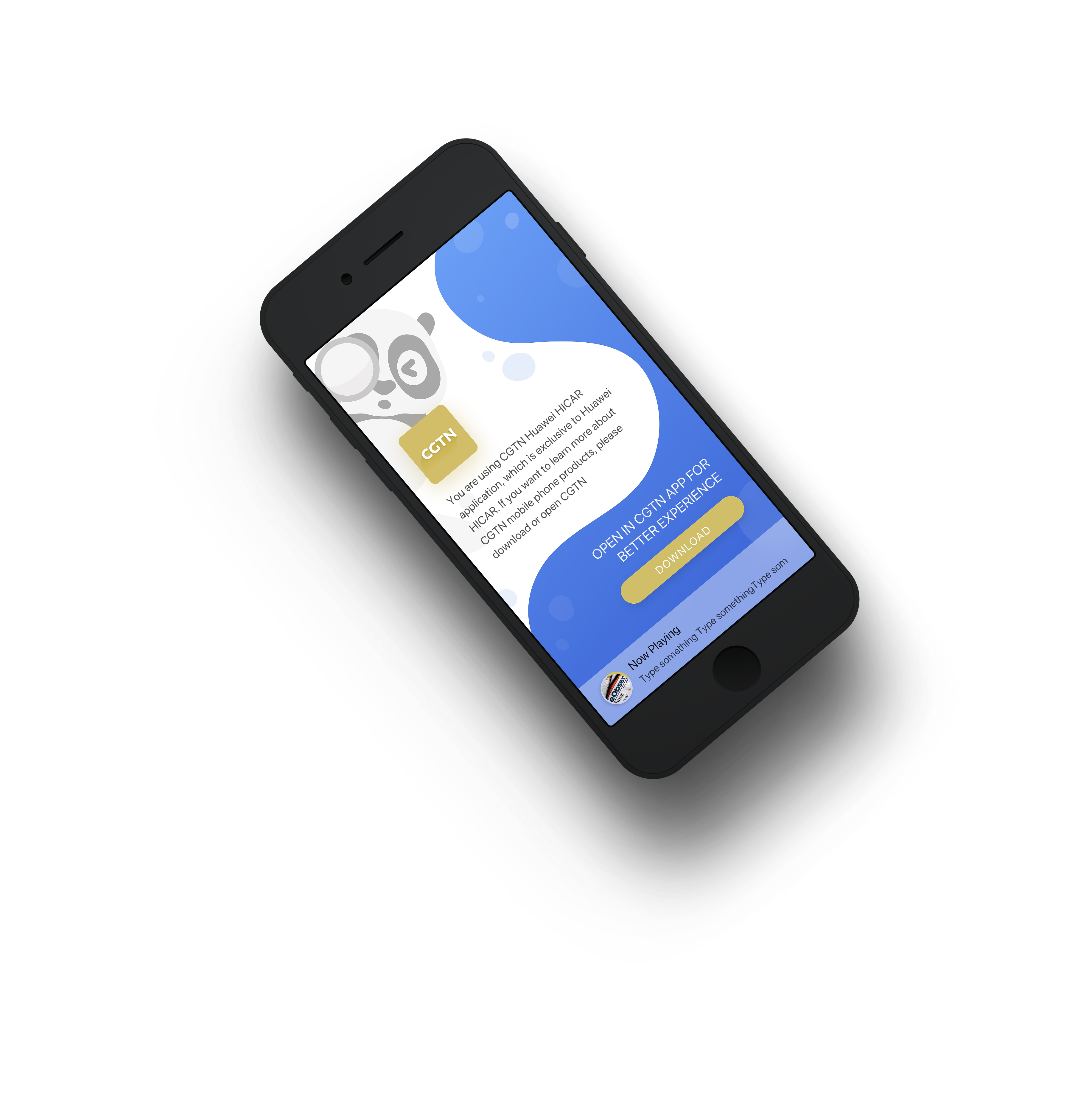 CGTN mobile interface mockup onboarding